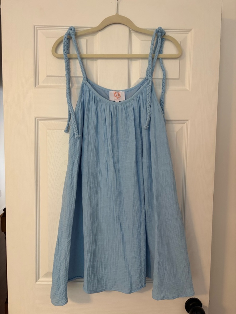Victoria Dunn Gauze Cotton Mini Dress with Braided Straps